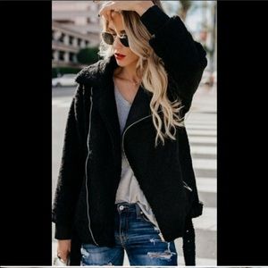 Black teddy bomber jacket